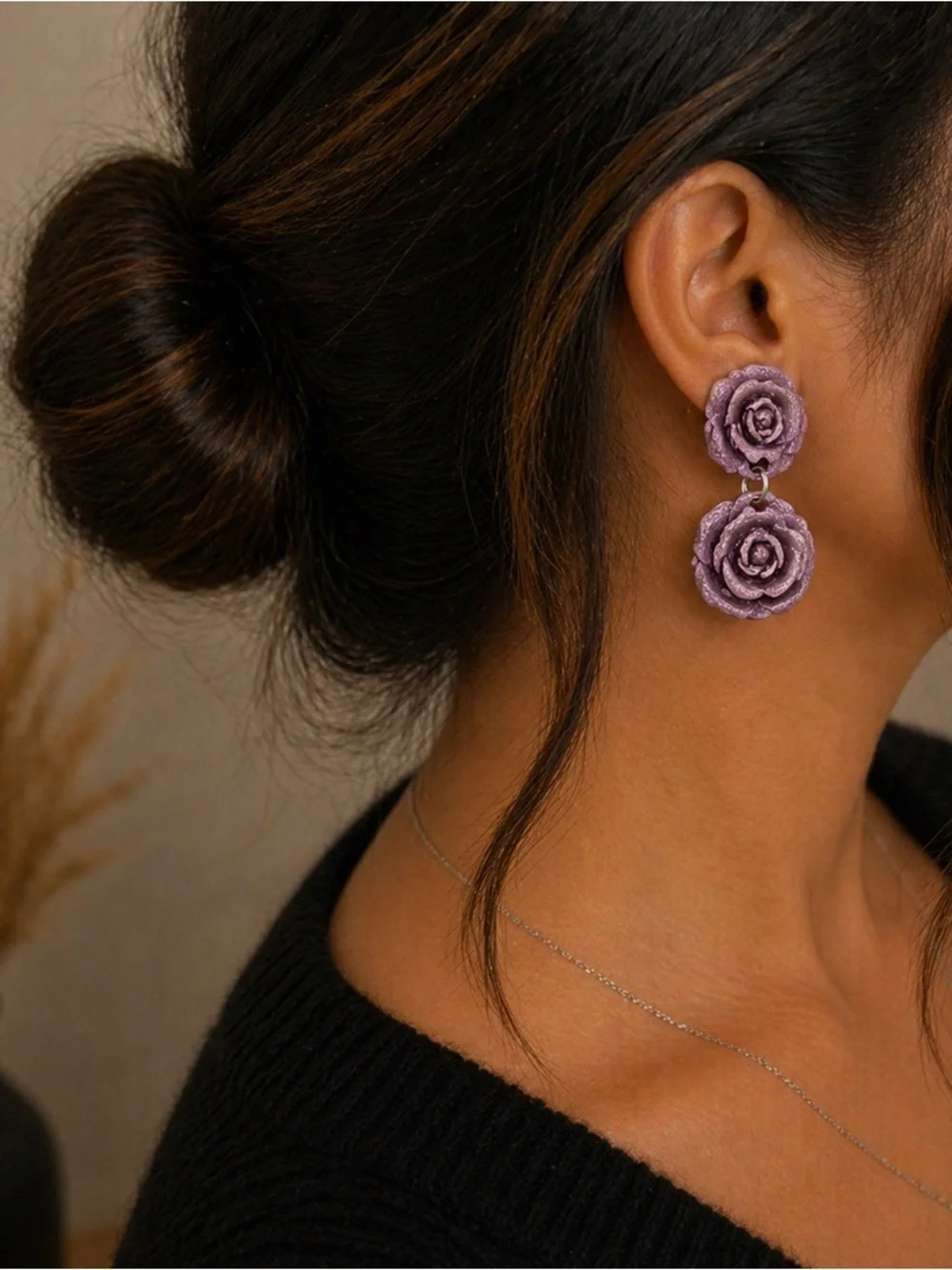 Purple and Gold Color Shift Flower Earrings